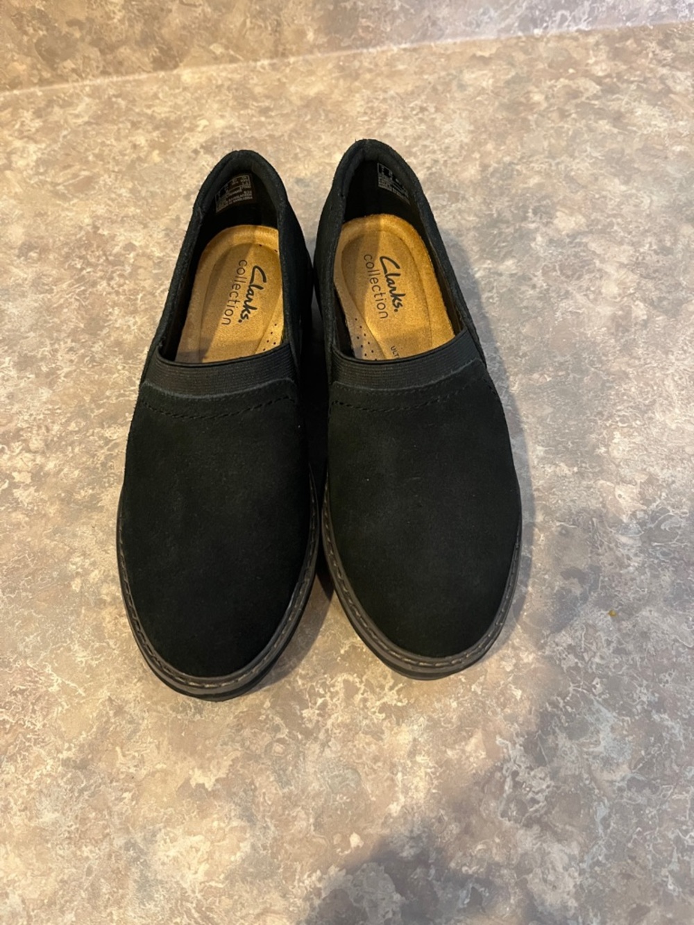 Women’s Clarks Black Slip-On Suede Loafers